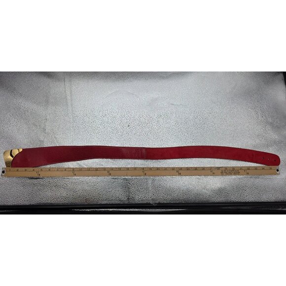 Gibson Snakeskin Leather Belt Large Red Gold-Tone Buckle Retro '80s Vintage Rar - Picture 4 of 4